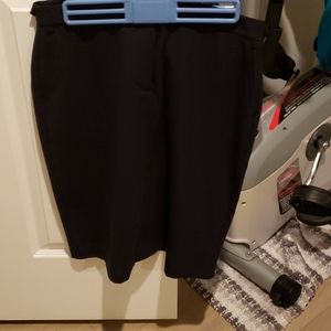 Navy Front zip & button skirt with pockets